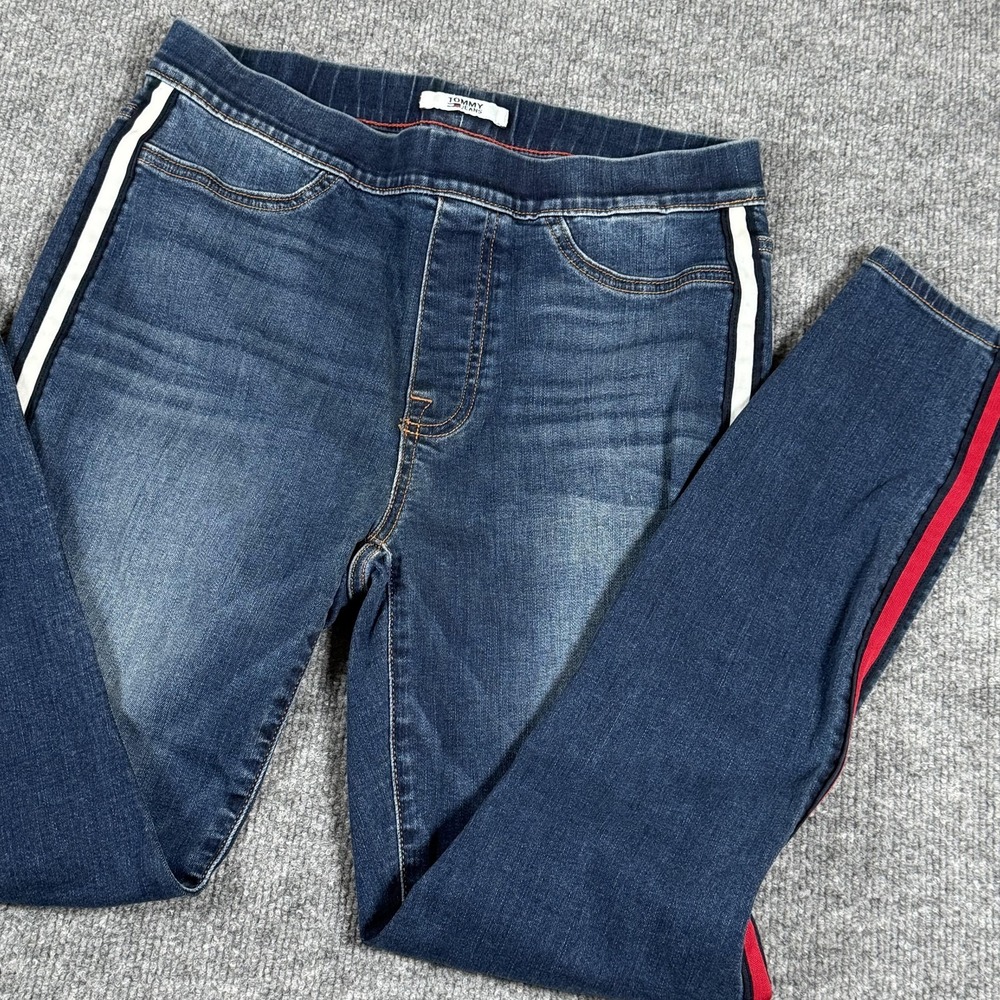 Tommy Jeans Legging Jeans Womens Small Stripe Side Skinny Denim Pull-On Pants
